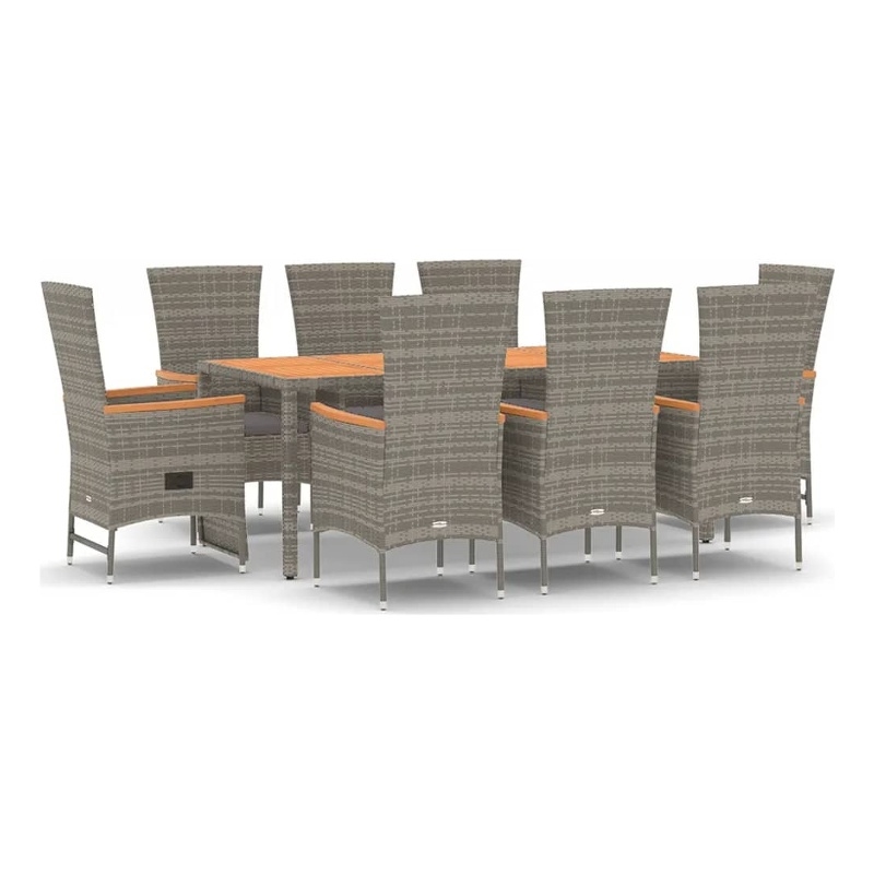 Afuera Living Contemporary 9 Piece Garden Patio Dining Set in Gray