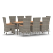 Afuera Living Contemporary 9 Piece Garden Patio Dining Set in Gray