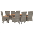 Afuera Living Contemporary 9 Piece Garden Patio Dining Set in Gray