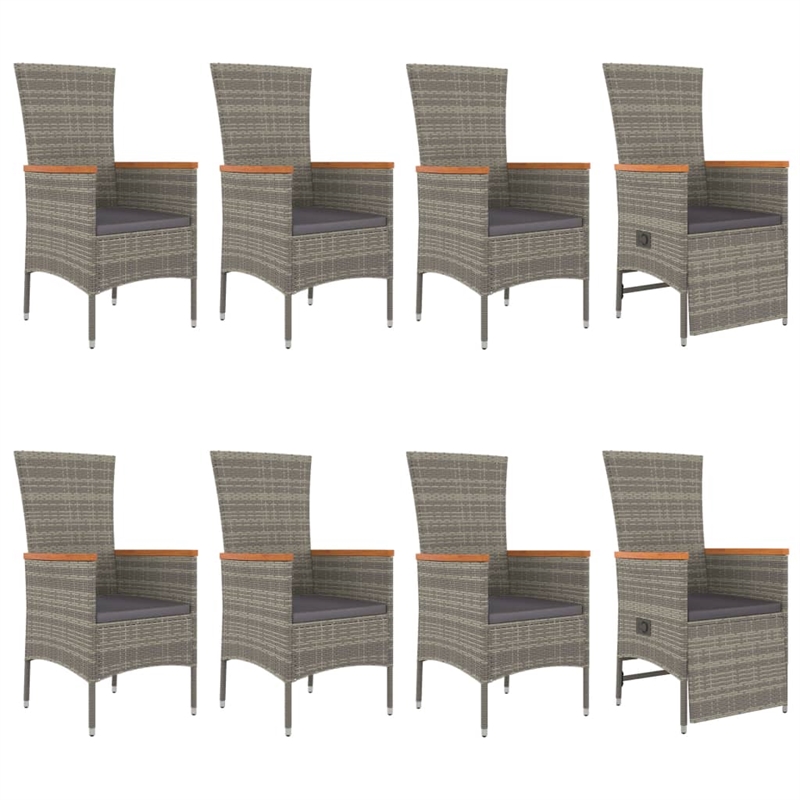 Afuera Living Contemporary 9 Piece Garden Patio Dining Set in Gray