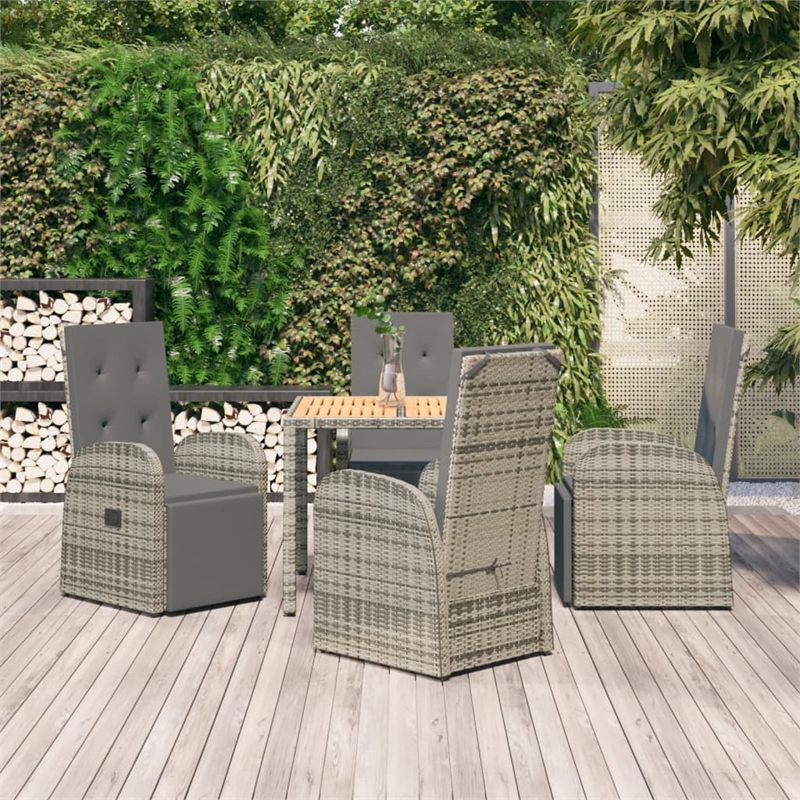 Afuera Living Contemporary 5 Piece 5 Piece Garden Dining Set in Gray