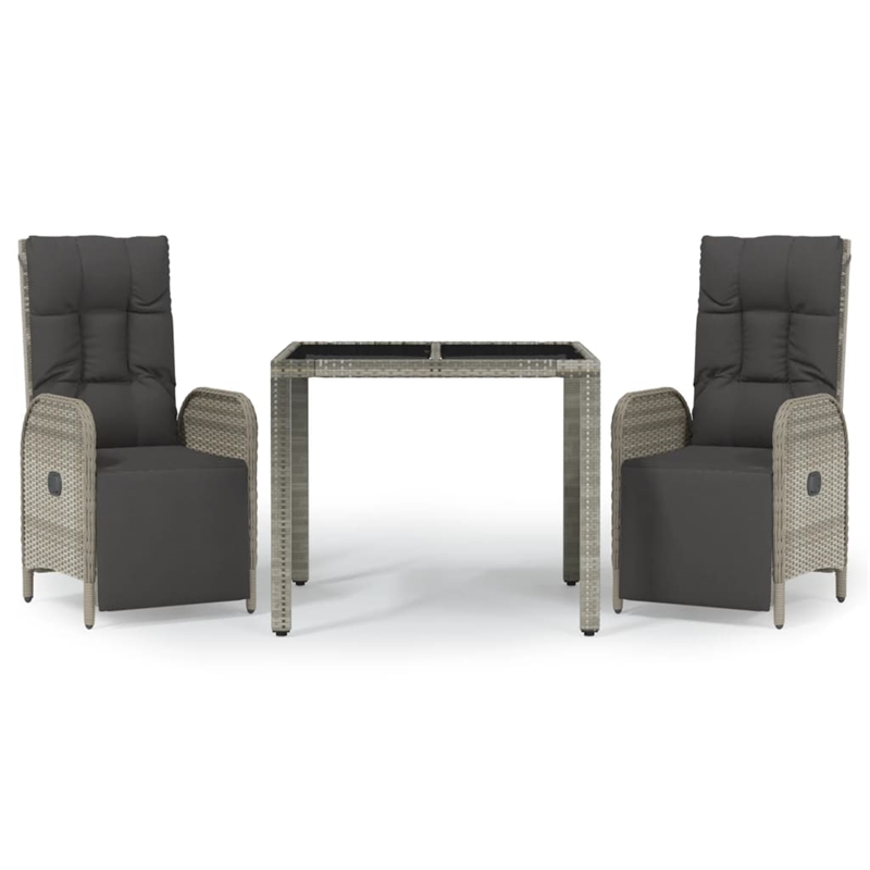 Afuera Living Contemporary 3 Piece Garden Dining Set in Gray
