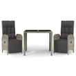 Afuera Living Contemporary 3 Piece Garden Dining Set in Gray
