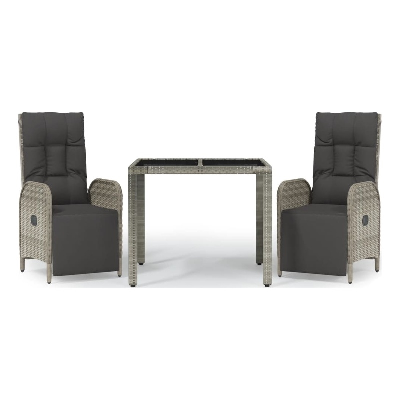 Afuera Living Contemporary 3 Piece Garden Dining Set in Gray