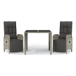 Afuera Living Contemporary 3 Piece Garden Dining Set in Gray