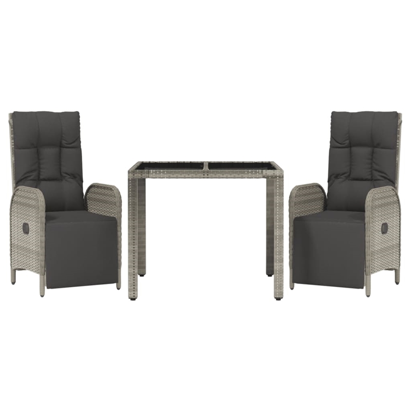 Afuera Living Contemporary 3 Piece Garden Dining Set in Gray