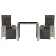 Afuera Living Contemporary 3 Piece Garden Dining Set in Gray