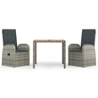 Afuera Living Contemporary 3 Piece Garden Dining Set in Gray