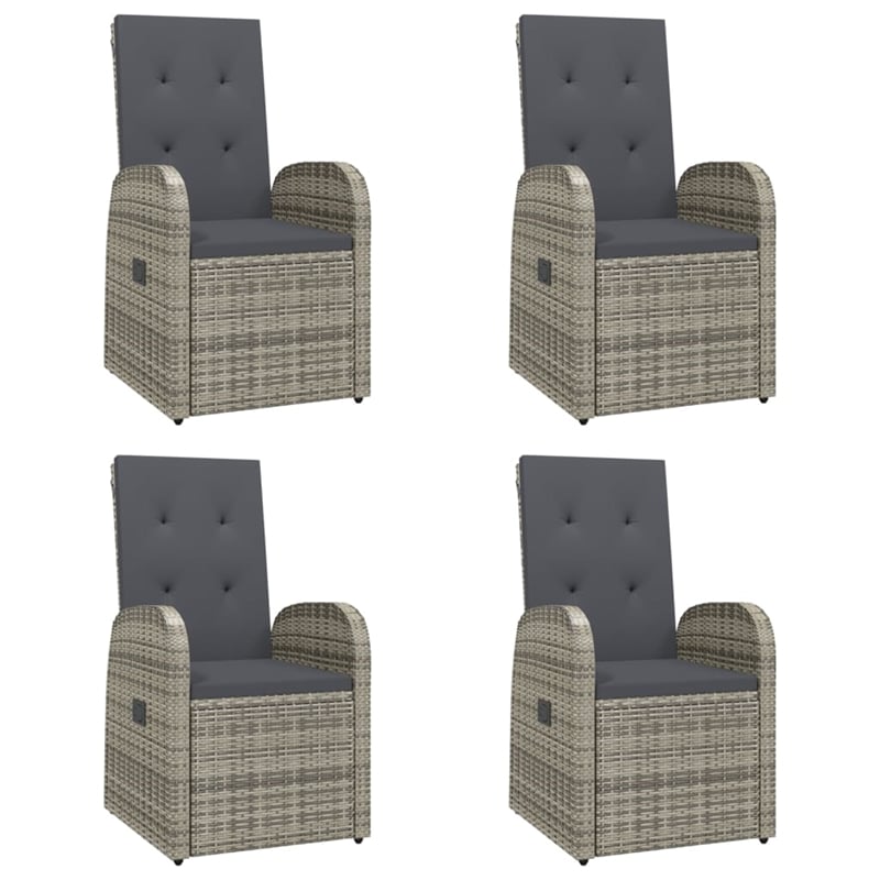 Afuera Living Contemporary Synthetic Poly Rattan Garden Dining Set in Gray