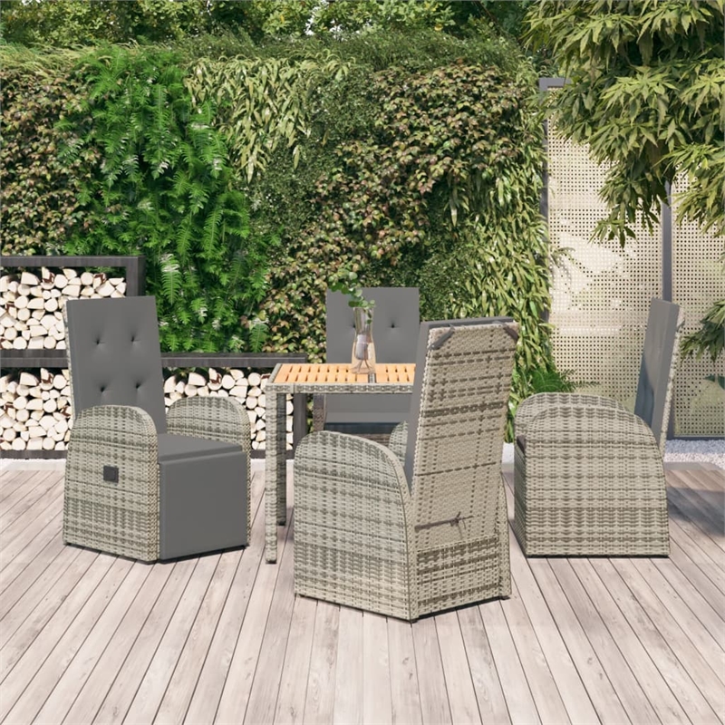Afuera Living Contemporary 5 Piece Garden Dining Set in Gray