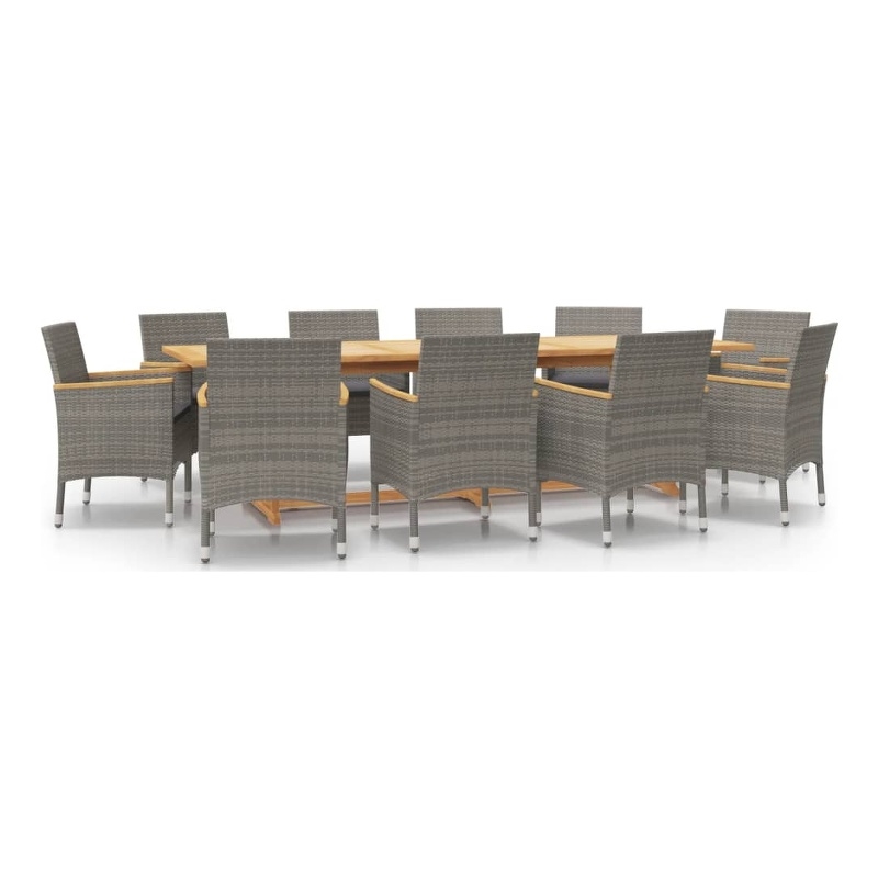 Afuera Living Contemporary Solid Wood Garden Dining Set in Gray