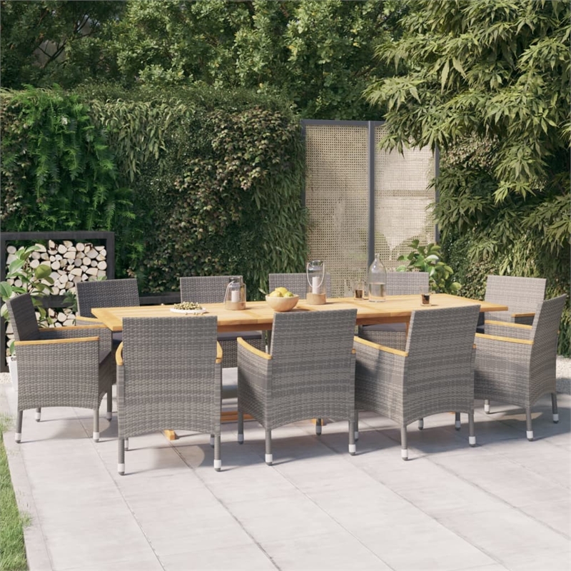 Afuera Living Contemporary Solid Wood Garden Dining Set in Gray