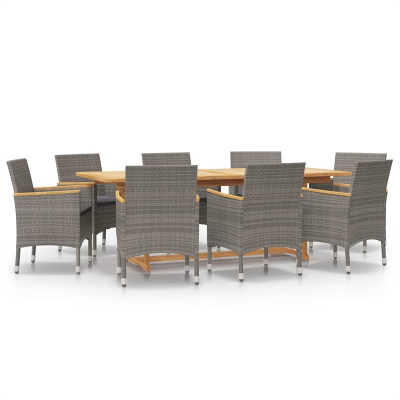 Afuera Living Contemporary Solid Wood Garden Dining Set in Gray