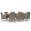 Afuera Living Contemporary Solid Wood Garden Dining Set in Gray