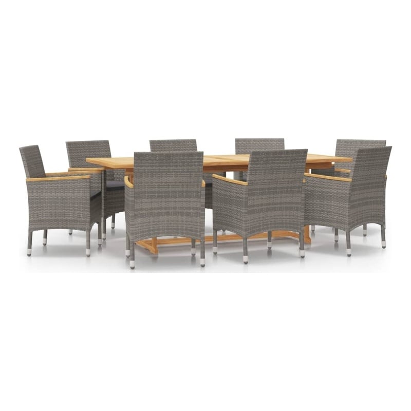 Afuera Living Contemporary Solid Wood Garden Dining Set in Gray