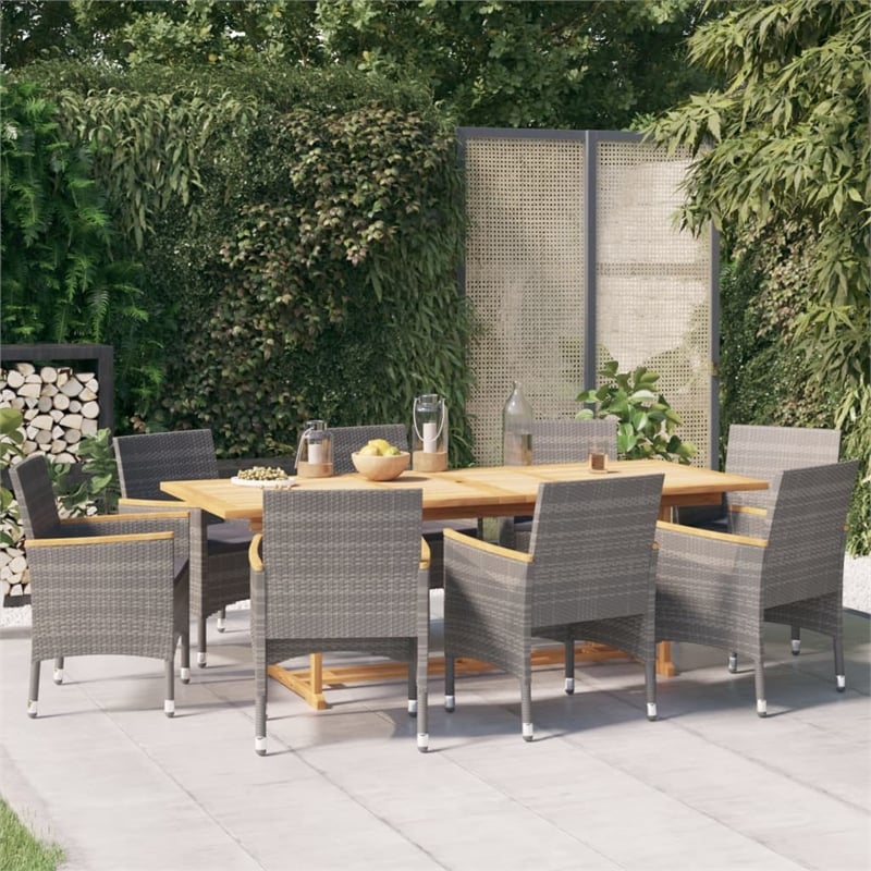 Afuera Living Contemporary Solid Wood Garden Dining Set in Gray