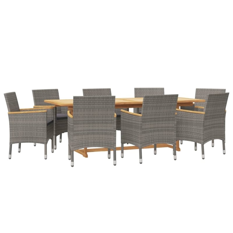 Afuera Living Contemporary Solid Wood Garden Dining Set in Gray