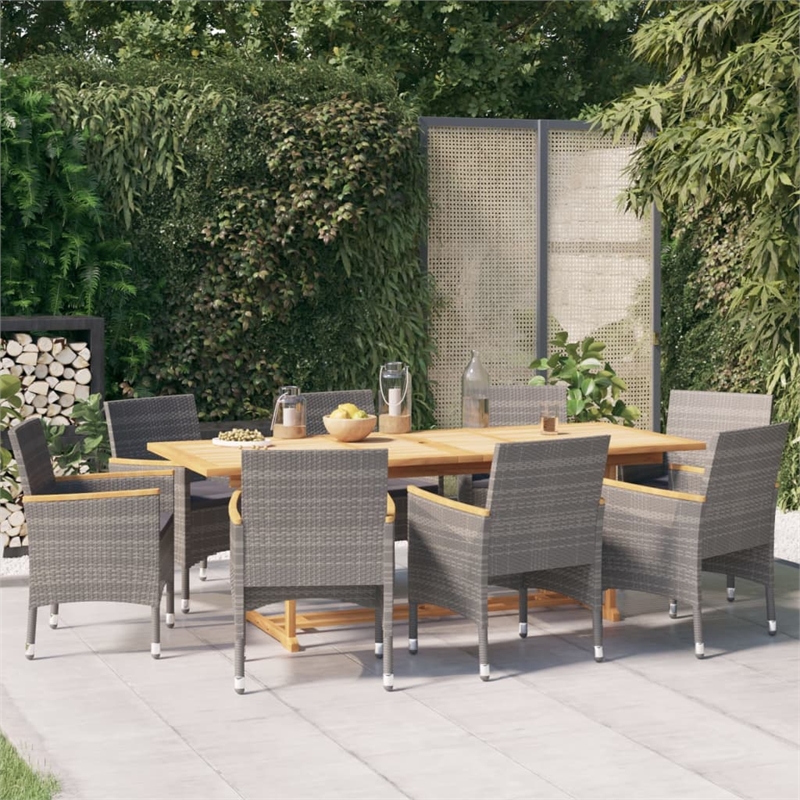 Afuera Living Contemporary Solid Wood Garden Dining Set in Gray
