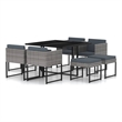 Afuera Living Contemporary 9 Piece Garden Patio Dining Set in Gray