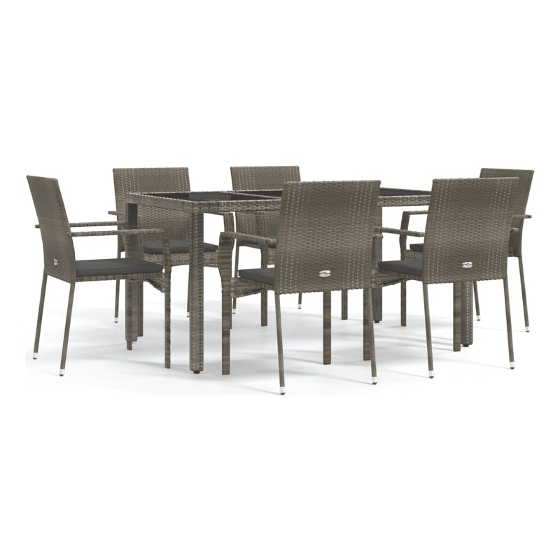 Afuera Living Contemporary 7 Piece Garden Dining Set in Gray