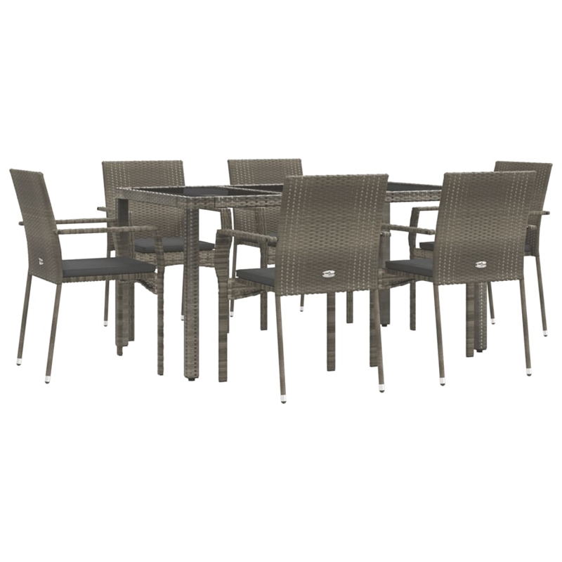 Afuera Living Contemporary 7 Piece Garden Dining Set in Gray