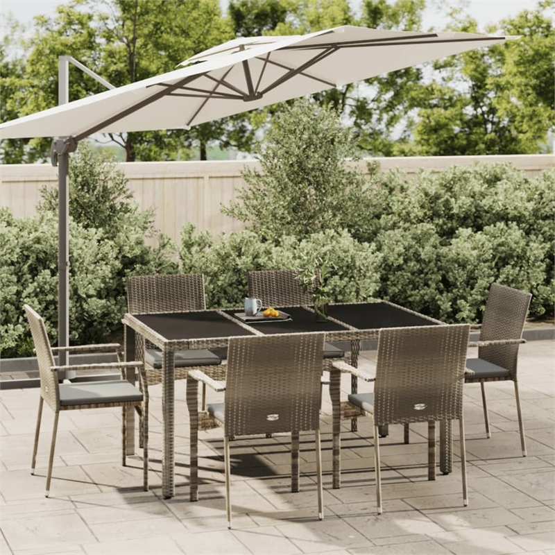 Afuera Living Contemporary 7 Piece Garden Dining Set in Gray