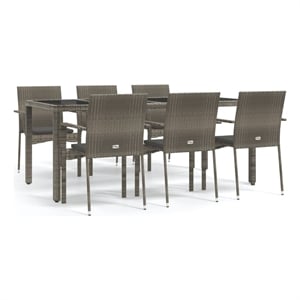 Afuera Living Contemporary 7 Piece Garden Dining Set in Gray