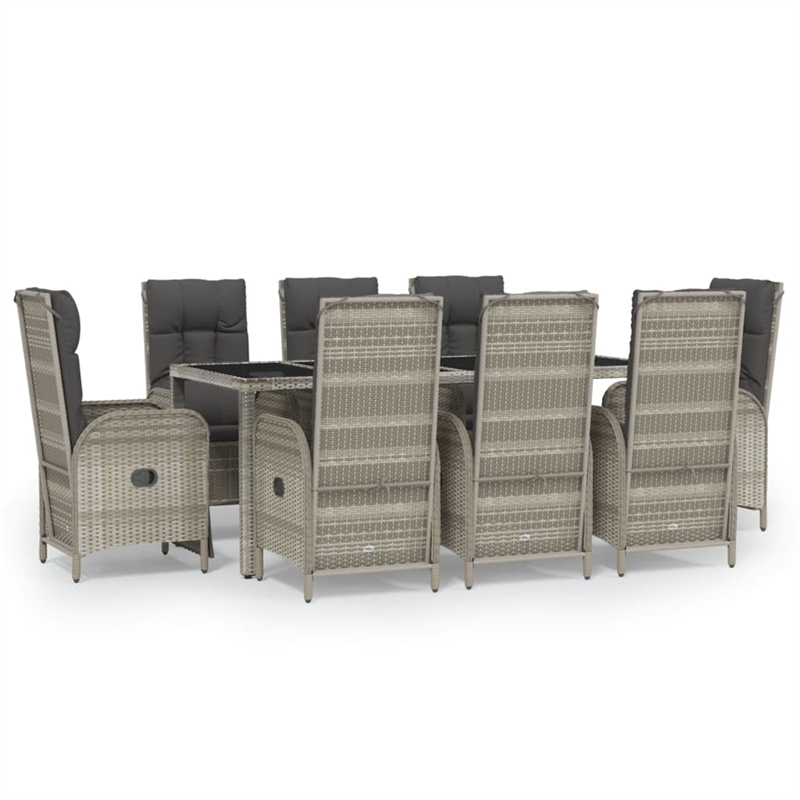 Afuera Living Contemporary 9 Piece Garden Patio Dining Set in Gray