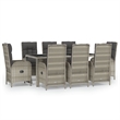 Afuera Living Contemporary 9 Piece Garden Patio Dining Set in Gray