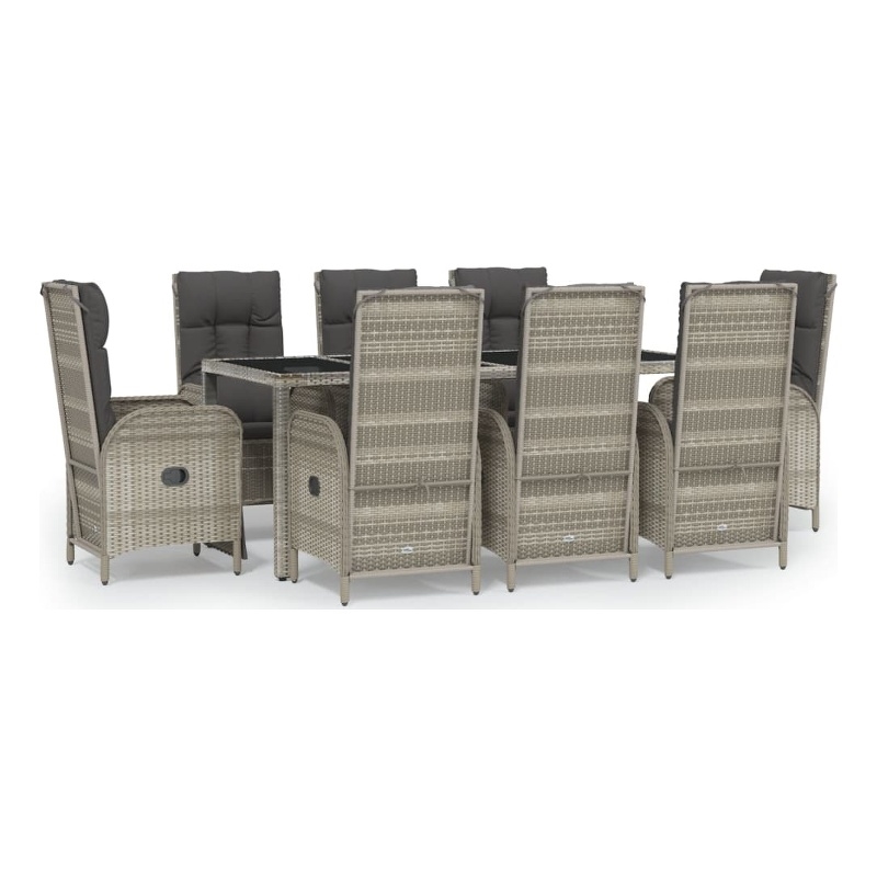 Afuera Living Contemporary 9 Piece Garden Patio Dining Set in Gray