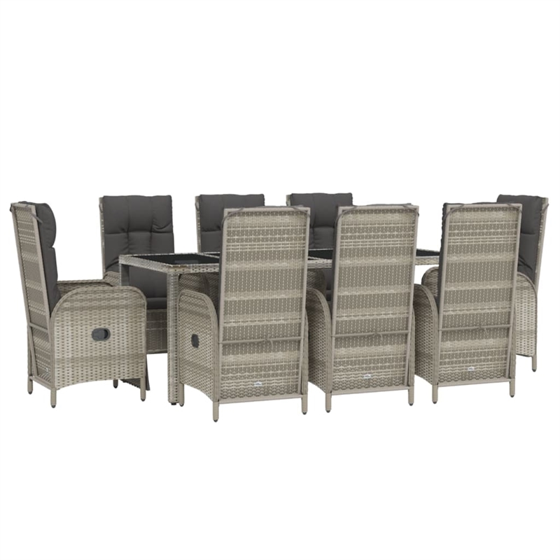 Afuera Living Contemporary 9 Piece Garden Patio Dining Set in Gray