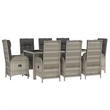 Afuera Living Contemporary 9 Piece Garden Patio Dining Set in Gray