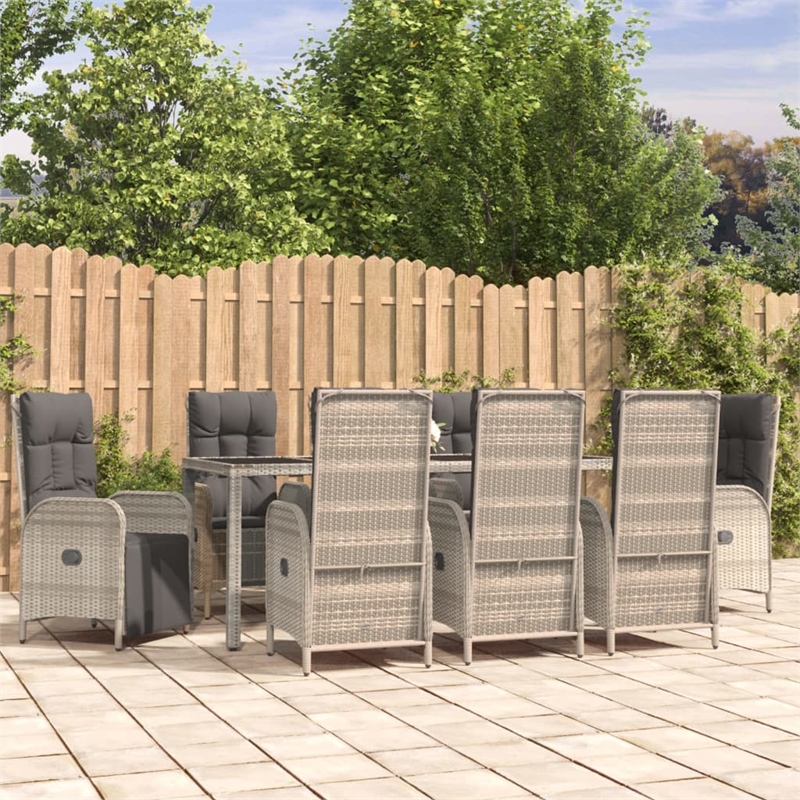 Afuera Living Contemporary 9 Piece Garden Patio Dining Set in Gray