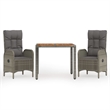 Afuera Living Contemporary 3 Piece Garden Dining Set in Gray