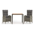 Afuera Living Contemporary 3 Piece Garden Dining Set in Gray