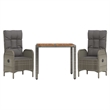 Afuera Living Contemporary 3 Piece Garden Dining Set in Gray