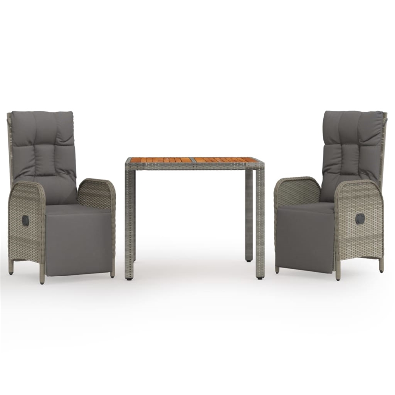Afuera Living Contemporary 3 Piece Garden Dining Set in Gray