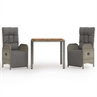 Afuera Living Contemporary 3 Piece Garden Dining Set in Gray