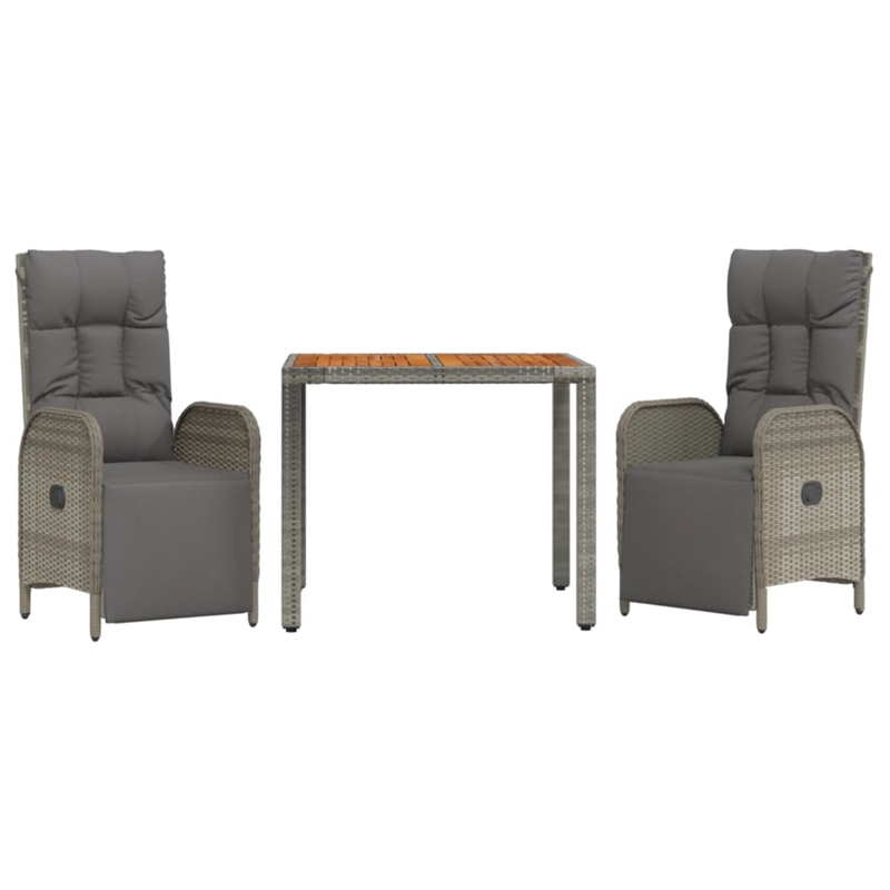 Afuera Living Contemporary 3 Piece Garden Dining Set in Gray