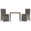 Afuera Living Contemporary 3 Piece Garden Dining Set in Gray