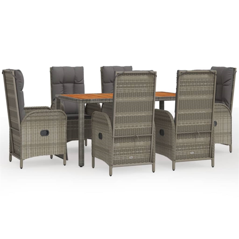 Afuera Living Contemporary 7 Piece Garden Dining Set in Gray