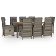 Afuera Living Contemporary 9 Piece Garden Patio Dining Set in Gray