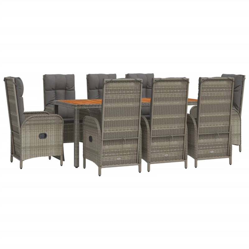 Afuera Living Contemporary 9 Piece Garden Patio Dining Set in Gray
