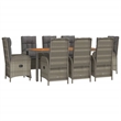 Afuera Living Contemporary 9 Piece Garden Patio Dining Set in Gray