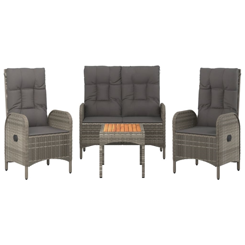 Afuera Living Contemporary 4 Piece Garden Dining Set in Gray