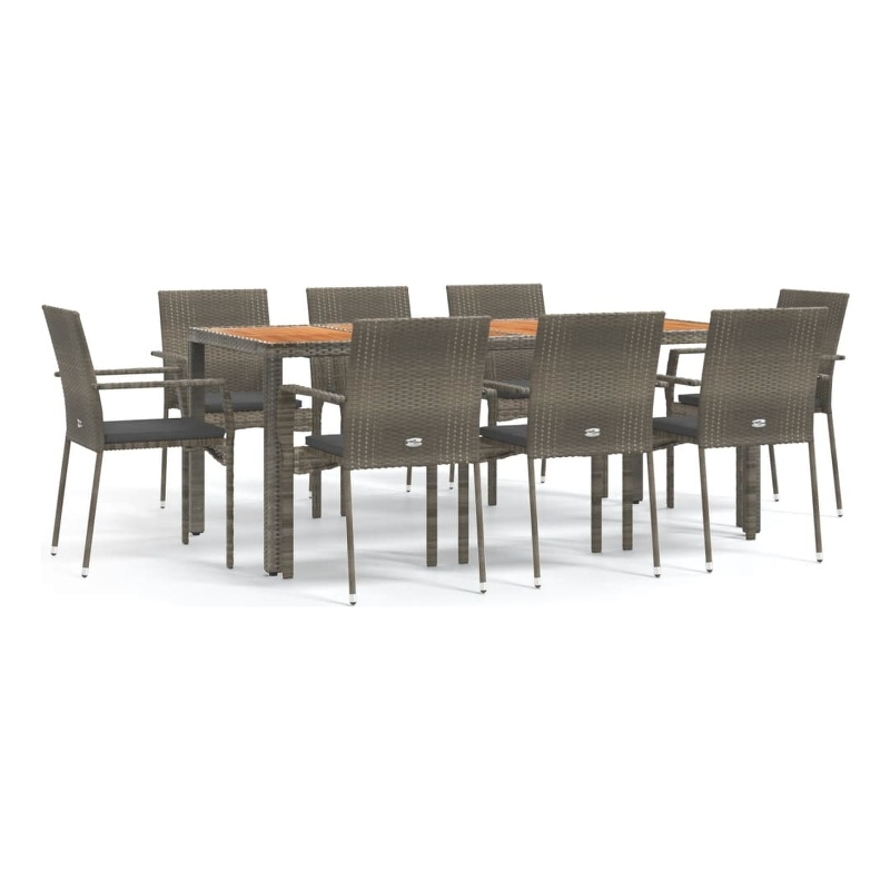 Afuera Living Contemporary 9 Piece Garden Patio Dining Set in Gray