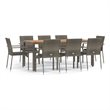 Afuera Living Contemporary 9 Piece Garden Patio Dining Set in Gray