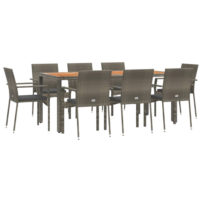 Afuera Living Contemporary 9 Piece Garden Patio Dining Set in Gray