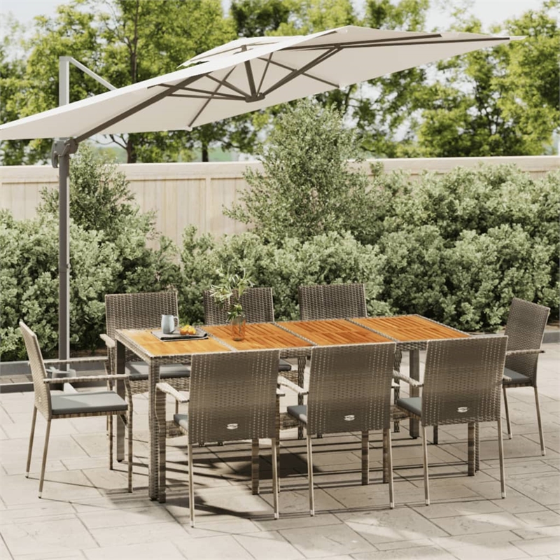Afuera Living Contemporary 9 Piece Garden Patio Dining Set in Gray