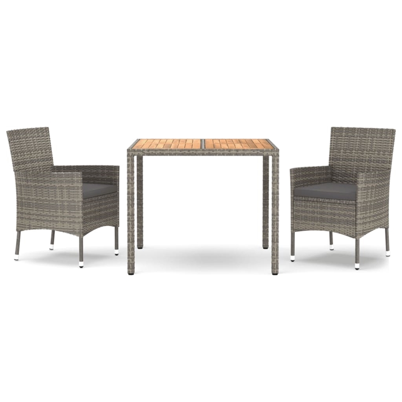 Afuera Living Contemporary 3 Piece Garden Dining Set in Gray